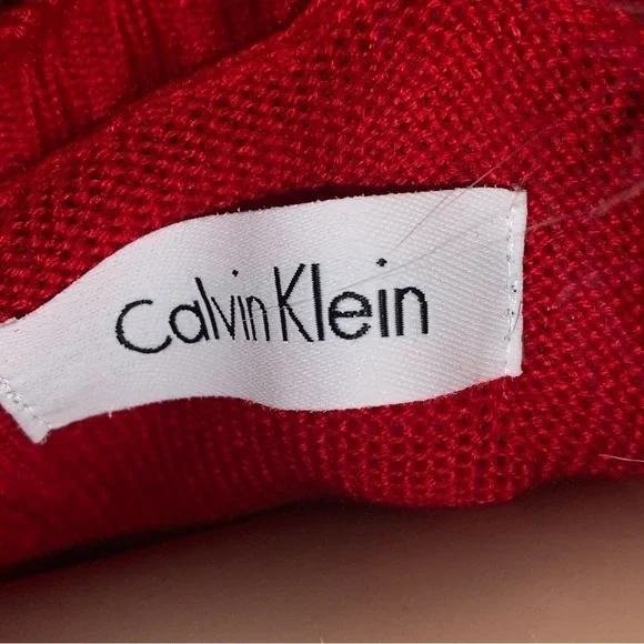 Calvin Klein three-quarter sleeve sweater dress Cherry Red Medium - Picture 2 of 8